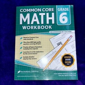 Sixth grade math workbook, almost new